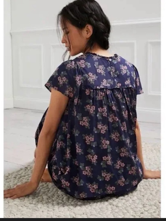 Anthropologie Other - Anthropologie Darcy Smocked Sleep Top in Navy Blue Floral Lightweight pj.